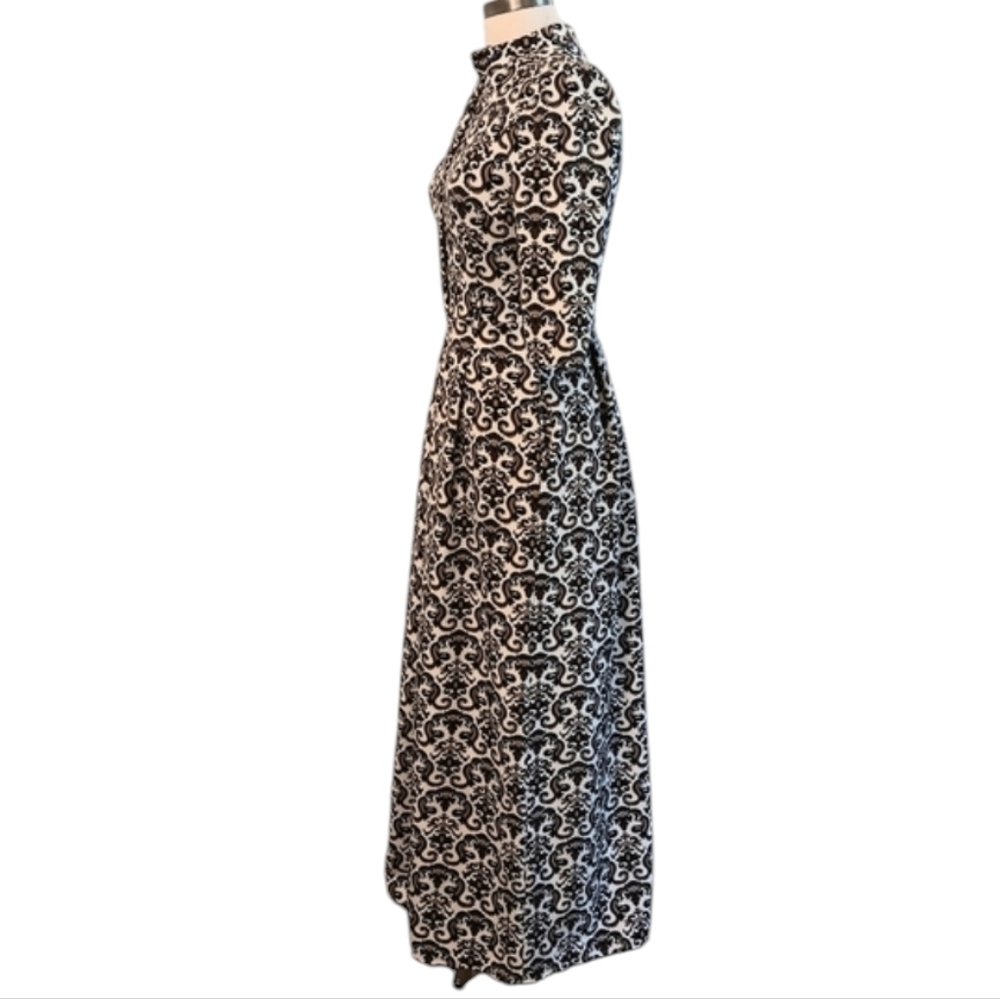 Vintage 70's geometric print maxi hostess dress. Elvin Jones 42, US 6, Small - Picture 6 of 14